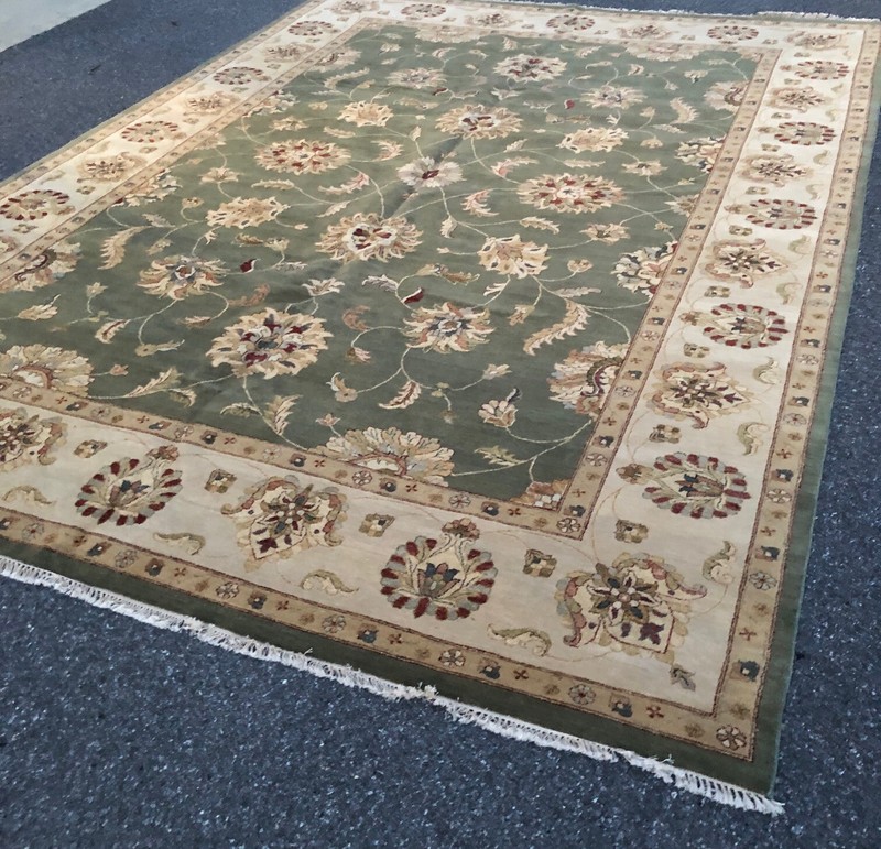Handmade In India Chobi Design Green Area Rug 10'x14' Floral Pattern 100% Wool gallery