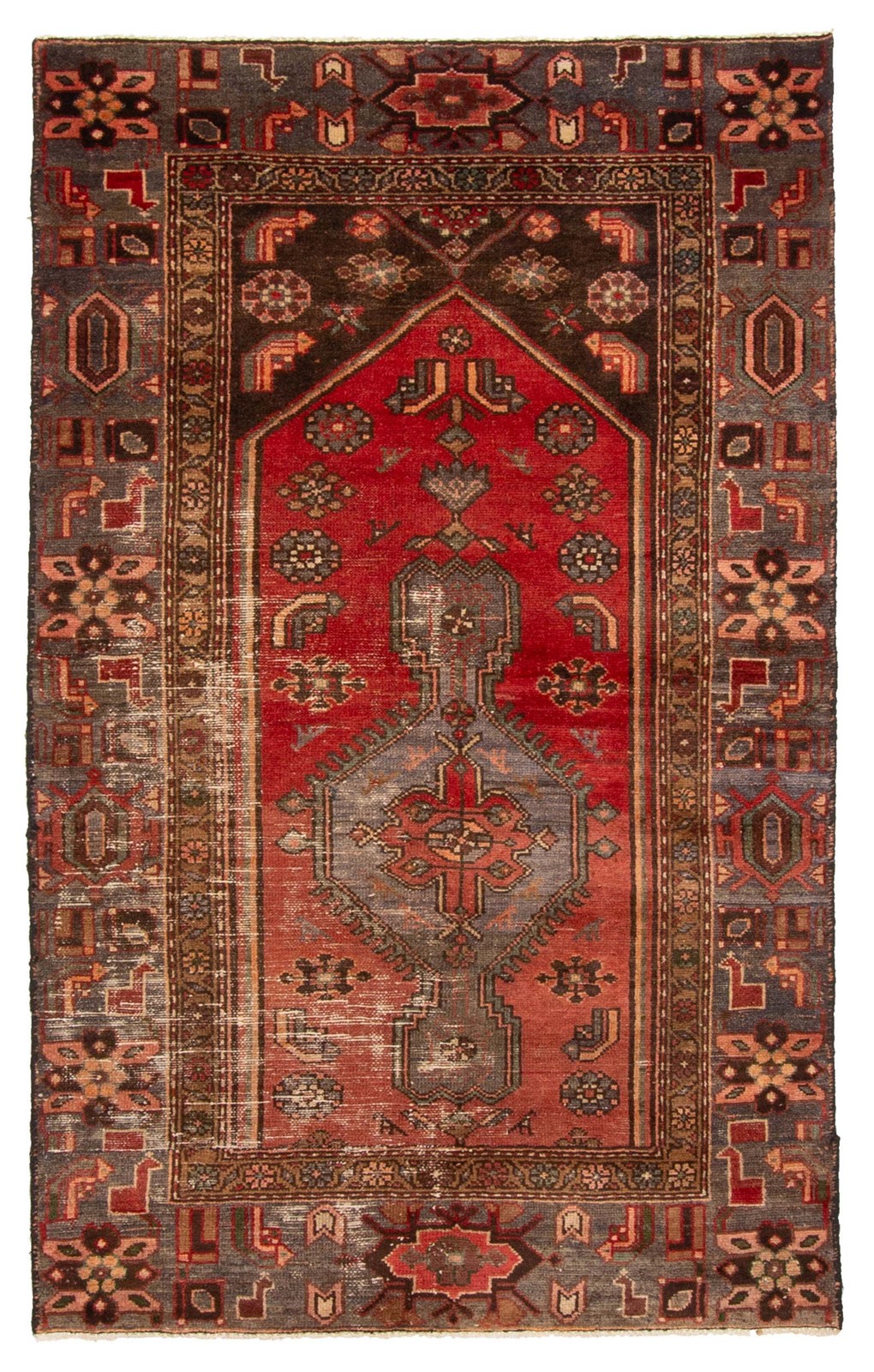 Vintage 3'6" x 5'10" Traditional Hand Knotted Vegetable Dye Wool Area Rug gallery