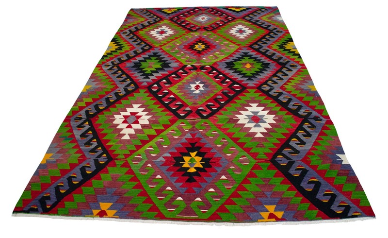 Vintage 1960s Turkish Rug Kilim 6x10 Flat Weave Area Rug Natural Wool & Dyes gallery