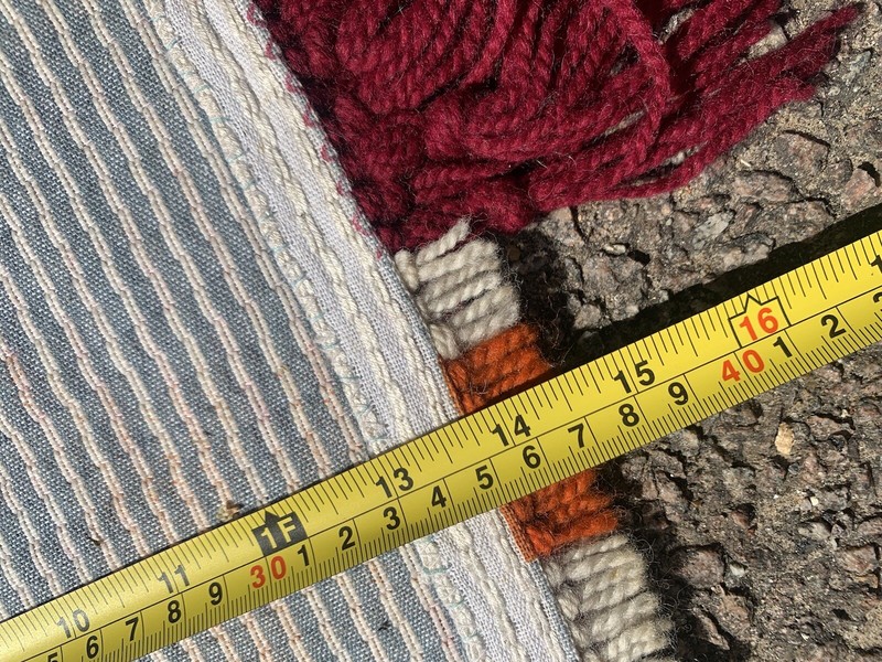 Vintage Scandinavian Swedish Wool Rya Weaving Rug Wall decor 37x35cm gallery