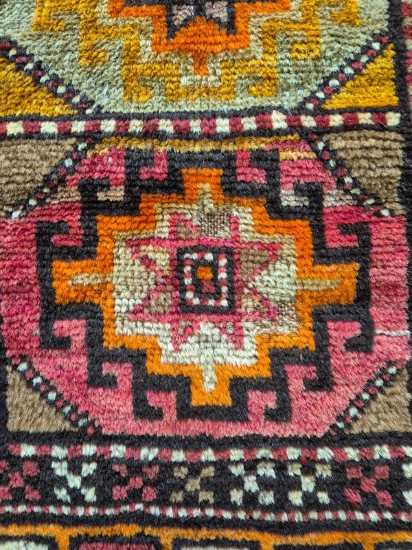 Antique Kars Yastik Wool Rug Fragment 22"x35", 80yo Handwoven Tribal Weaving gallery