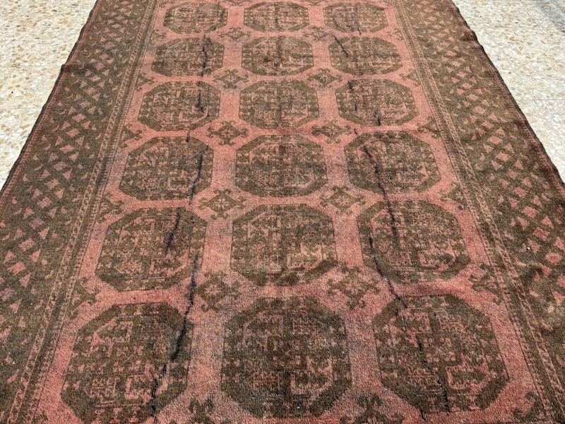 Pink Terracotta Antique Afghan Area Rug 6x9 Faded Neutral Turkmen Nomadic Carpet gallery