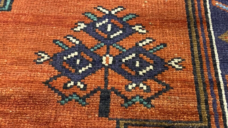 Bohemian Antique 1939s Wool Pile Natural Color Nagorno-Karabahk Rug 9’1”x4’7’’ gallery