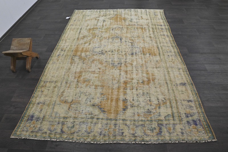 Oushak Turkish Vintage Rug 6x8 Kilim Rug Anatolian Handmade Boho Decor YELLOW gallery