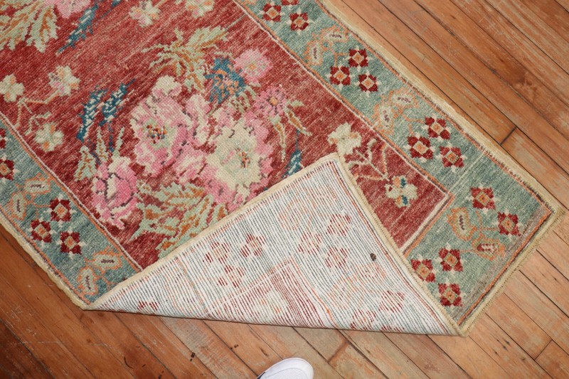 Vintage Floral Turkish Oushak Ushak Rug Dated 1976 Size 2'9''x9'3'' gallery