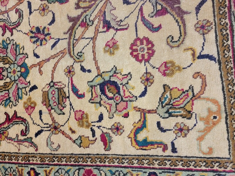 Antique Oriental Hand-Knotted Wool Area Rug Ivory/Red/Blue 9'10" x 15'7" gallery
