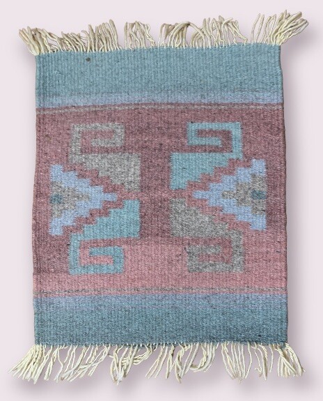 Southwest Vintage Authentic Mexican Hand-Woven Rugs Table Runner Decor 14 x 12” gallery