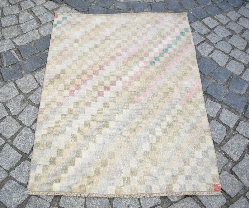Turkish Rug 2'9'' x 3'9'' ft Vintage Oushak Rug Anatolian Organic Wool Area Rug gallery