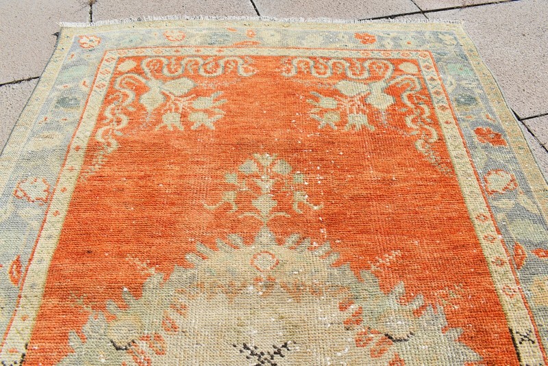 Turkish Rug 3'2'' x 4'7'' ft Vintage Kilim Anatolian Hand Knotted Oushak Rug gallery