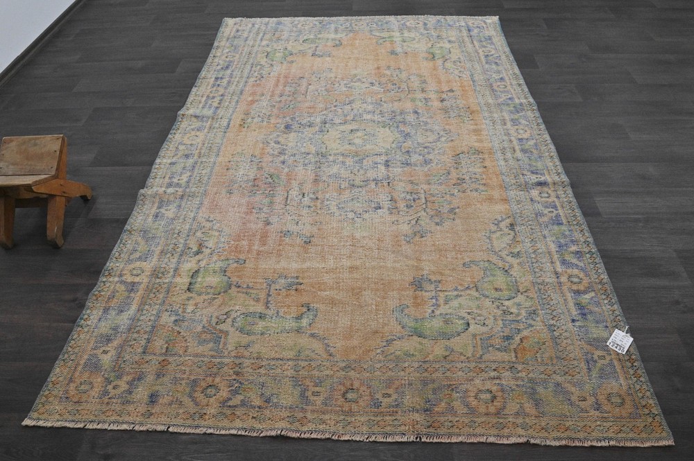 Oushak Turkish Vintage Rug 6x9 Kilim Rug Anatolian Handmade Boho Decor ORANGE