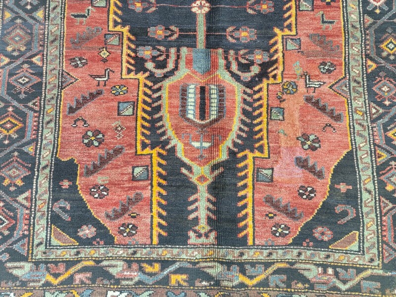 Antique Oriental Hand-Knotted Wool Runner Black/Red/Green/Blue 4'7" x 12'6" gallery