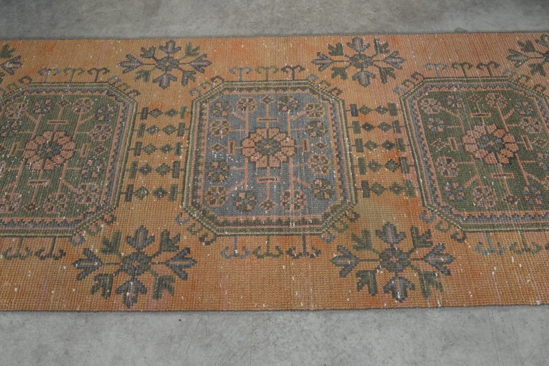 3x11 rug, turkish wool runner rug, hand-knotted vintage oushak runner rug,201 gallery