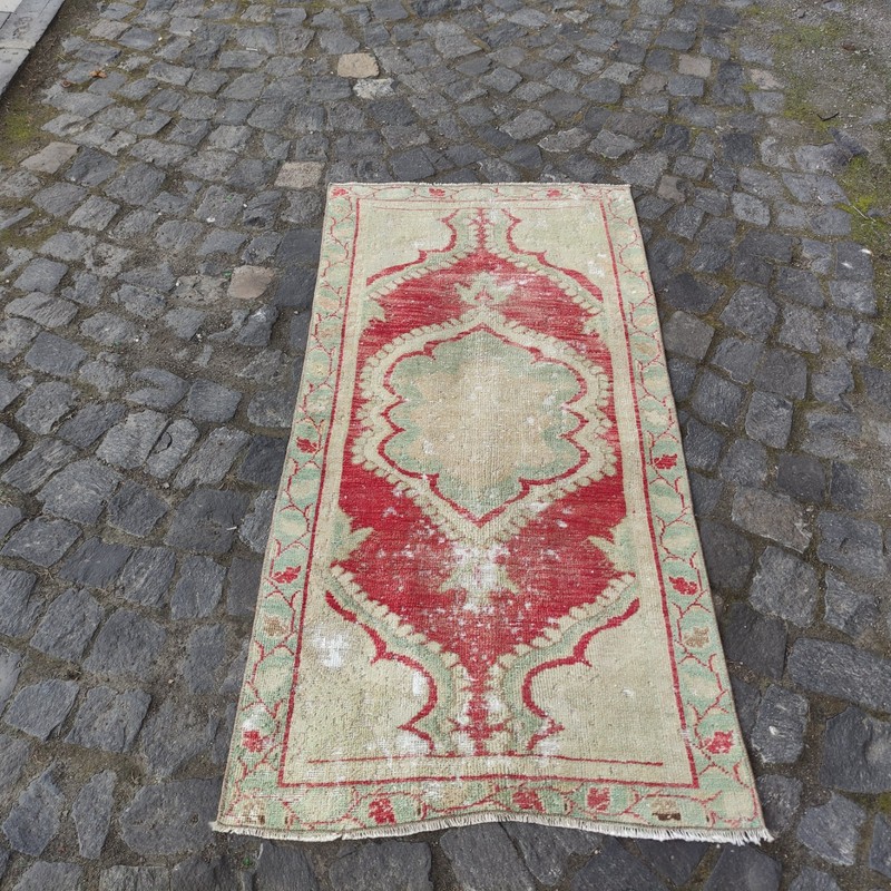 Pastel 2x5 Turkish kitchen rug 2.43 x 4.95ft Vintage Handmade 74 x 151 cm runner gallery
