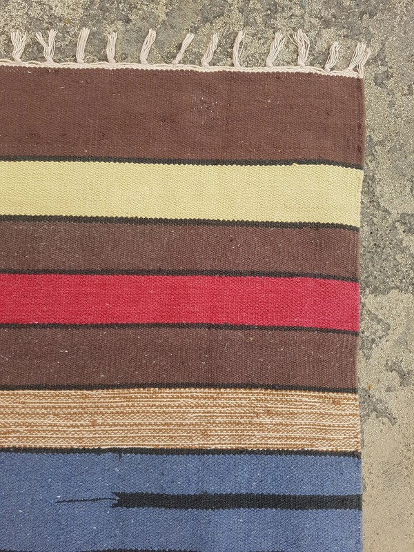 Fine Vintage Traditional Handmade Striped Wool Multicolor Kilim 5.8x3.5 ft gallery