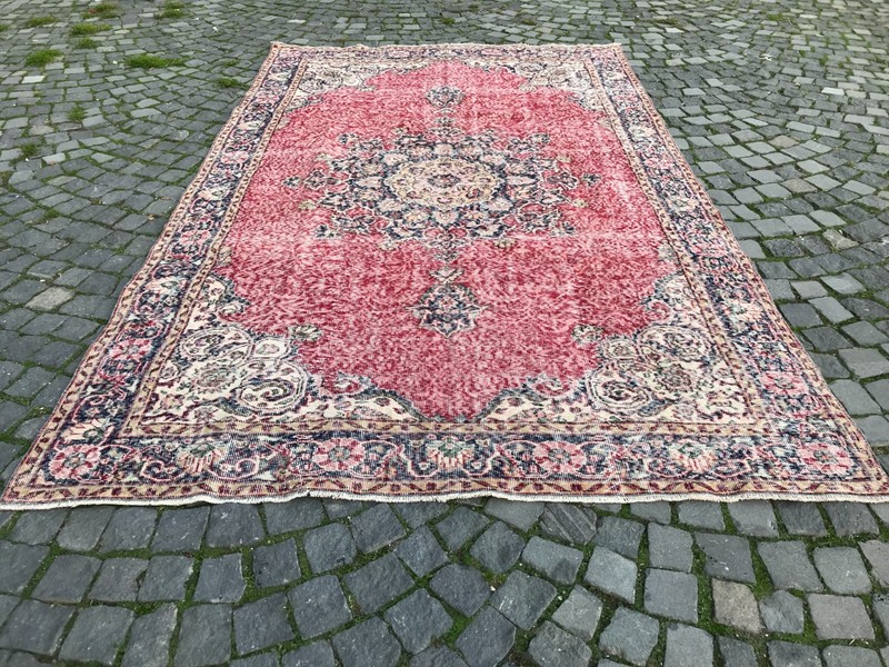 Turkish Vintage Rug, Handmade Wool Rug, Bohemian Large Rug, 6,4 x 7,5 ft gallery