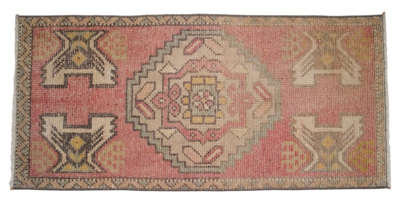 Vintage Small Rug Hand Knotted Turkish Oushak Rug Doormat Entry Decor 1'7"x3'3' gallery