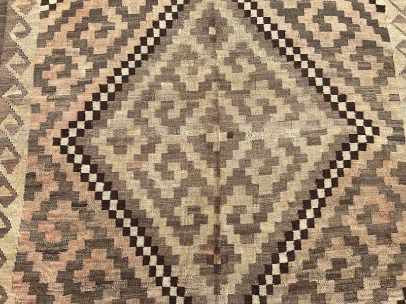 Antique Afghan Maimana Kilim Rug Handwoven Wool Terracotta Faded Palace Size Rug gallery