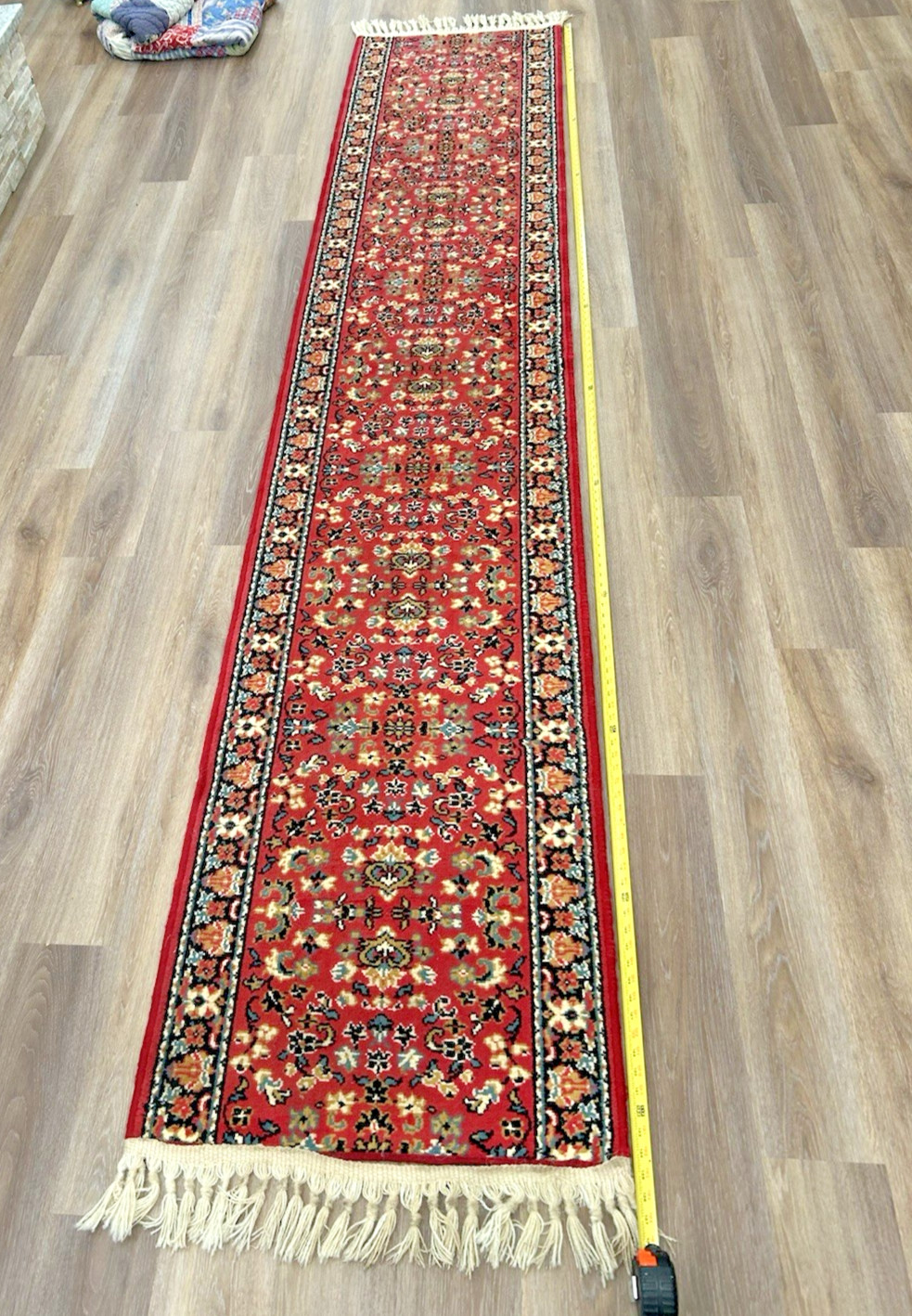 Vintage American Wool Runner Rug, Kirman Style Floral 134" x 27" gallery