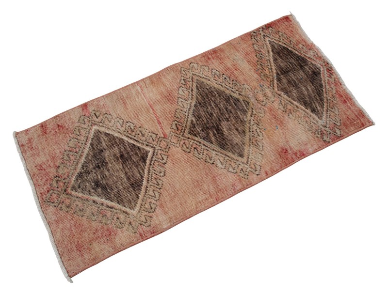 Vintage Distressed Small Area Rug Hand Knotted Oushak Rugs Yastik -1'4"x2'11" gallery