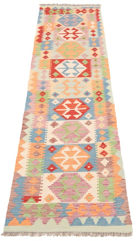 Kelim Afghan 288x77 cm Handwoven Oriental Carpet Rug Runner Kilim gallery