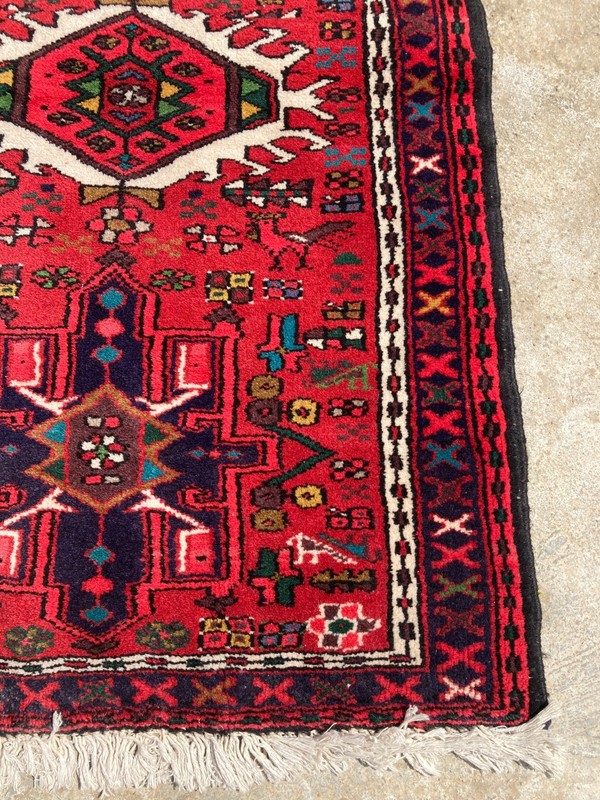 Vintage Traditional Hand-knotted Geometric Tribal Oriental Wool Rug 103x68 cm gallery