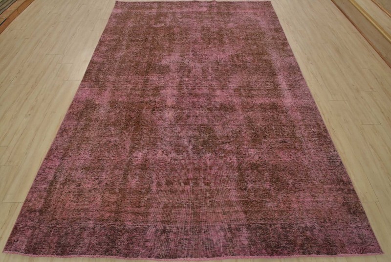Tabrizi Rug 7'5'' x 10'8'' Pink Wool Vintage Distressed Hand-Knotted Carpet gallery