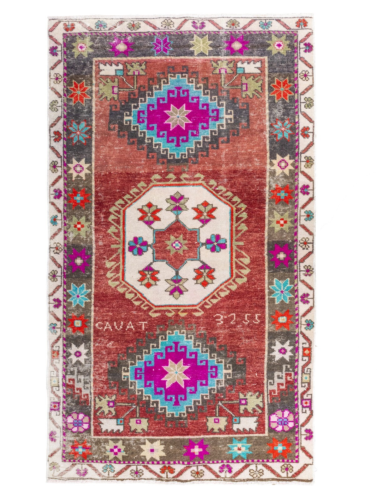 Vibrant Vintage Boho Chic Turkish Rug-Oushak Handmade Tribal Carpet-3.11x6.11 ft gallery