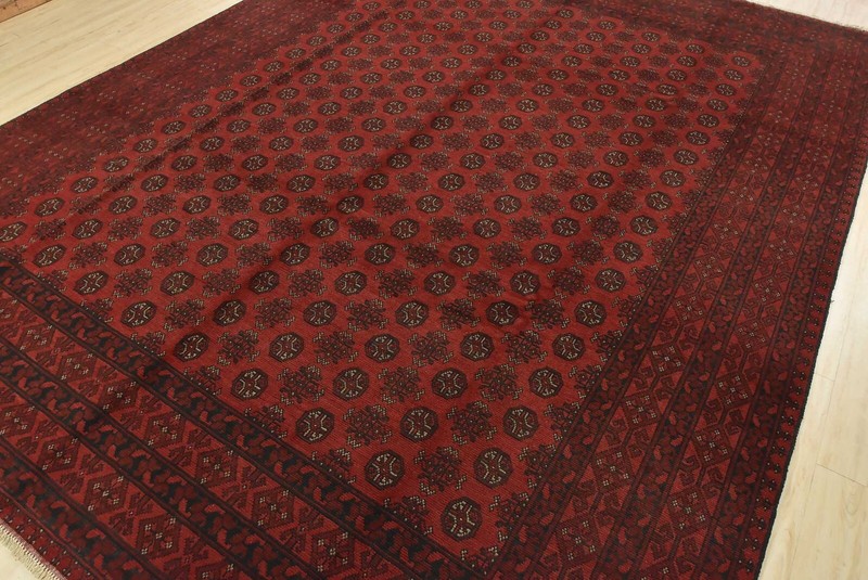 Turkmen Rug 9'8'' x 12'7'' Red Wool Vintage Tribal Hand-Knotted Oriental Carpet gallery