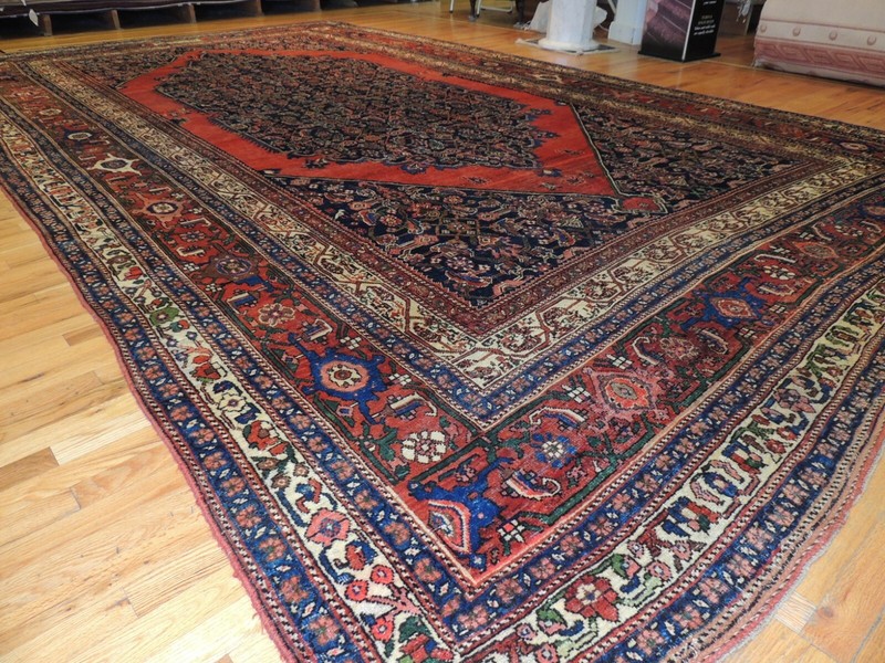 10x16 10x14 Bidjar SIGNED DATED Antique Oriental Area Rug Red Navy ca 1890 WOW! gallery