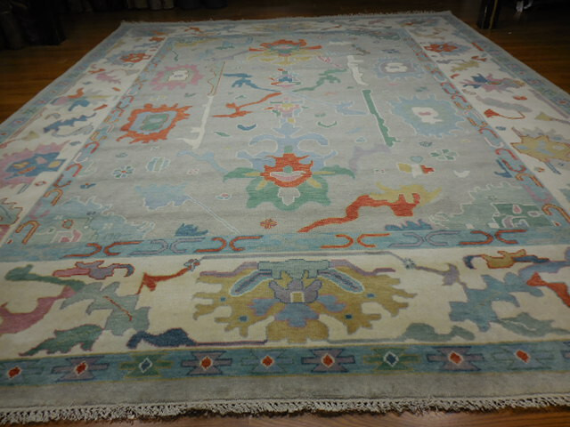 Turkish Oushak Rug, Modern Multicolored Area Rug 12x15, Handmade Rug gallery