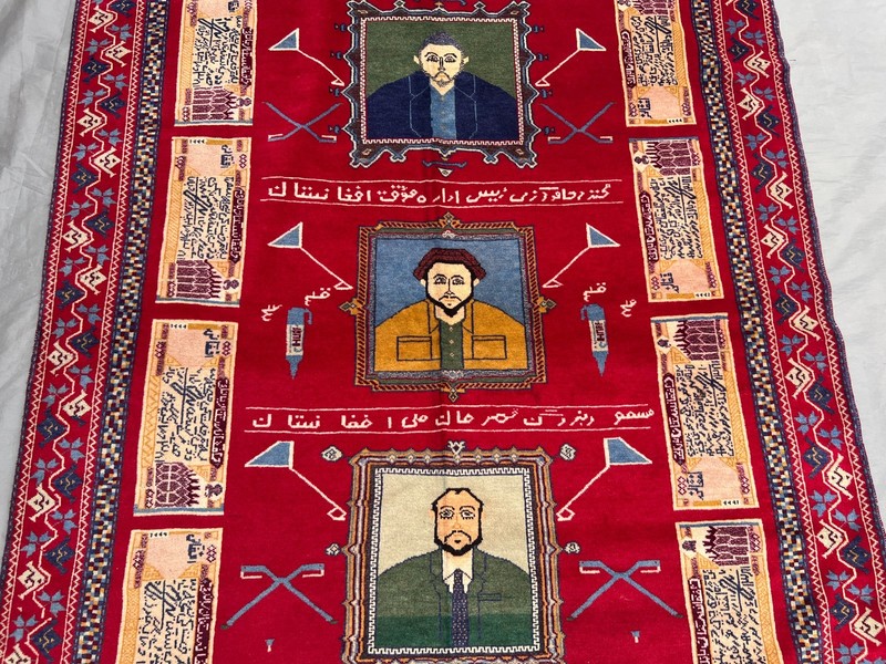 Antique Afghan Hand Knotted Pictorial Rug | 4'8x6'5 ft | Vintage Tribal Art Rug gallery