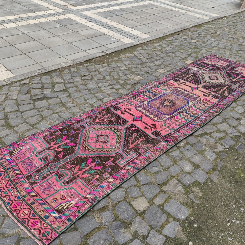 3x11 Full Persian Patterned runner rug 2.95 x 11.15 ft Vintage 90 x 340 cm gallery