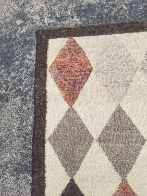 Vintage Handmade Swedish Geometric Wool Kilim Rug 133x73 cm gallery