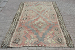 6×9 Rare Turkish Kilim Rug – Handmade Bohemian Large Rugs for Living room