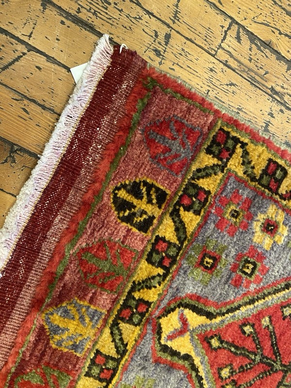 Beautiful Antique 1940-1950's Wool Pile Henna Dye Tribal Runner Rug 1’10”x4’6” gallery