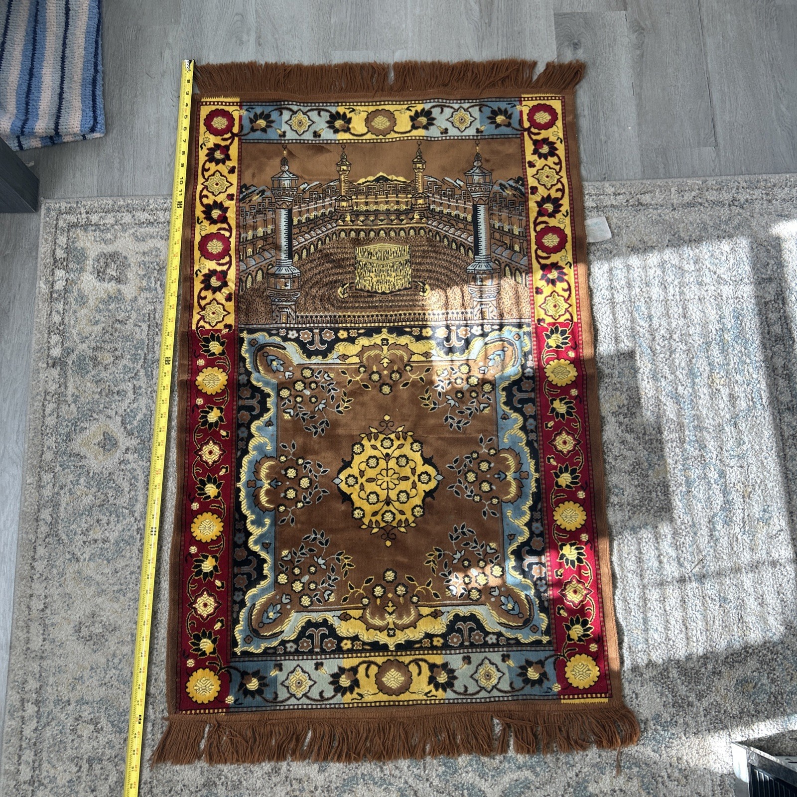 Vintage Plush Prayer Rug Carpet Tapestry Hand Made Woven gallery