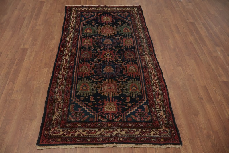 Pre-1900 Handmade Runner Antique Rug 3x7 Vegetable Dye Traditional Wool Carpet gallery