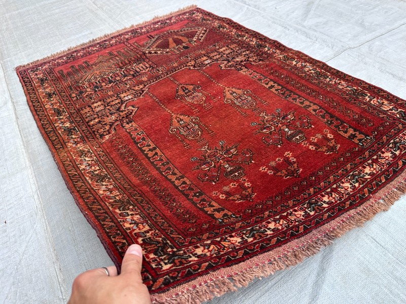 Stunning Vintage Tribal Natural Vegetable Dye Kizil Ayak Turkman Prayer Rug gallery