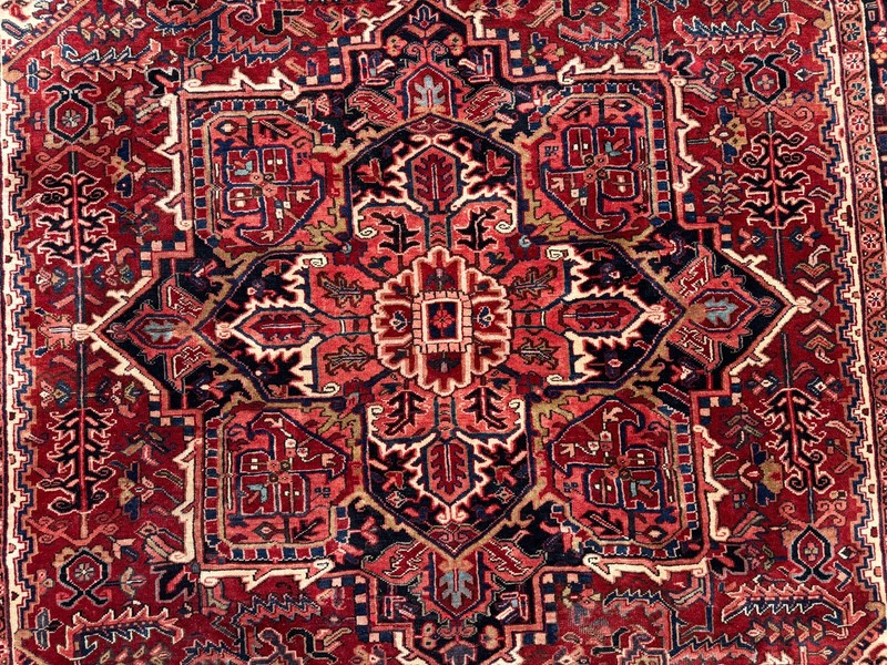 9x12 VINTAGE HERIZ RUG handmade wool oriental HAND-KNOTTED ANTIQUE geometric big gallery