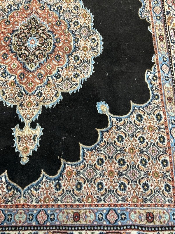 Navy Blue Floral Antique Rug 6.5 X 4.75 Ft Handmade gallery