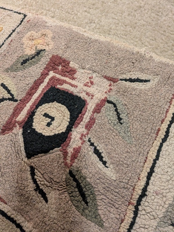 1920's American made hand hooked wool pictorial rug gallery