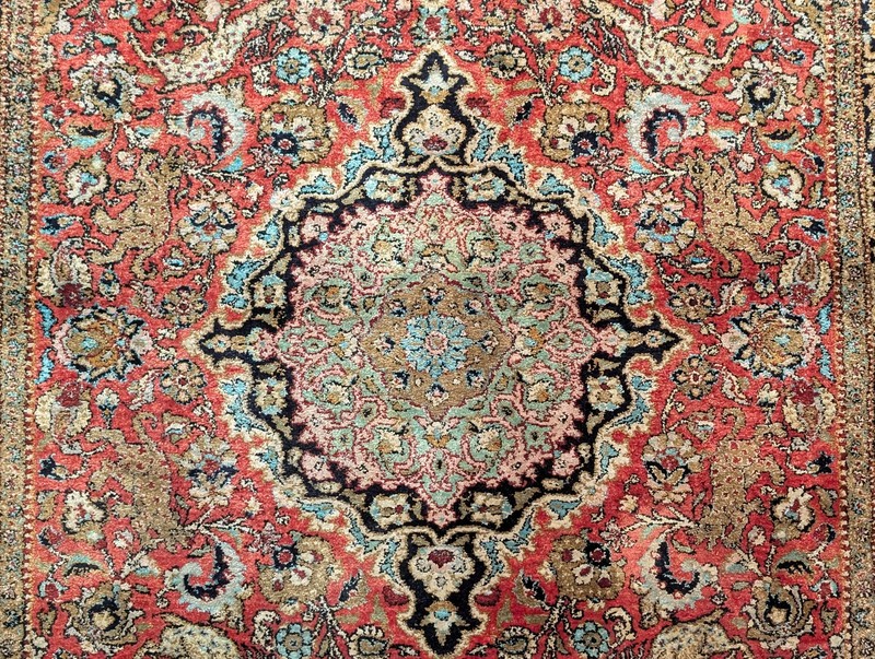 Silk Per'sian Q'um Rug 3.9 x 5.6, Animal Pictorials, Fine 380 KPSI gallery