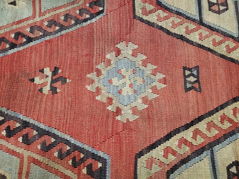 Bohemian c1900-1939s Antique Natural Dye Wool Kilim Sivas Region 6'10"×11' gallery