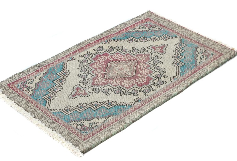 Semi-Antique Handmade Oriental Rug 1'5X2'4 ft Muted Floral Distressed Carpet gallery