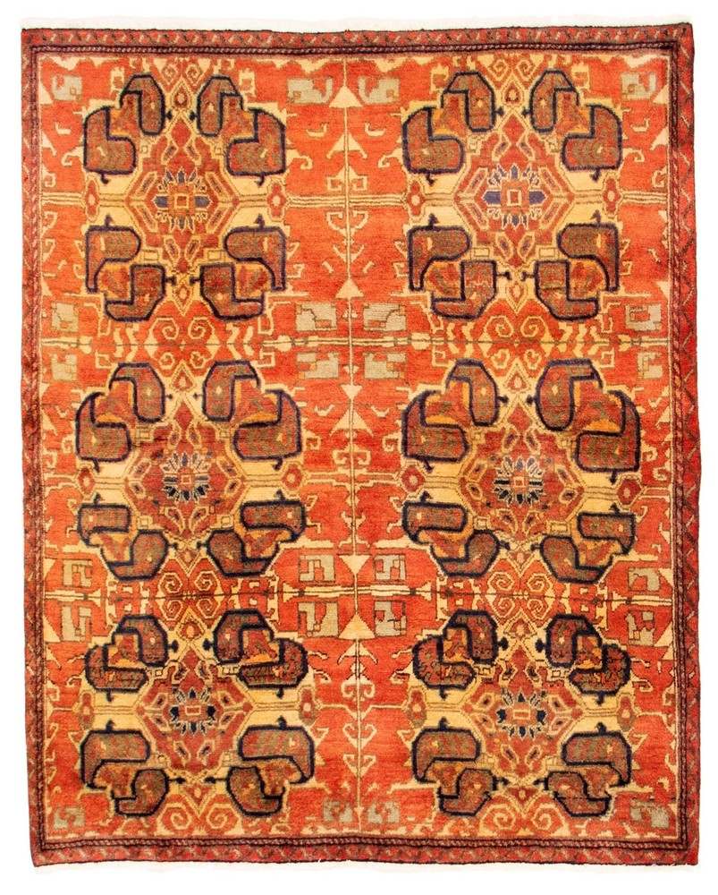 Traditional Vintage Hand-Knotted Area Rug 4'11" x 6'3" Oriental Wool Carpet