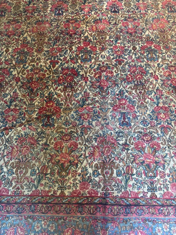 10X8 HANDMADE ANTIQUE RUG. CARPET . HAND MADE. KER.MAN gallery