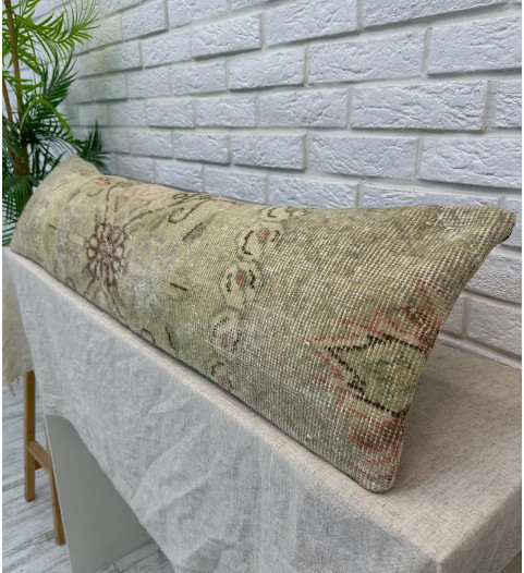 Vintage Turkish Floral Pillow Cover 12x48", Turkish Rug Lumbar Cushion gallery