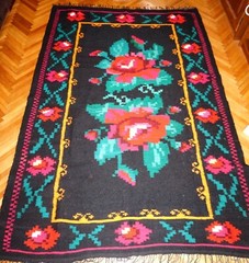 Vintage Romanian traditional rug, kilim from Transylvania, boho rug , flower rug