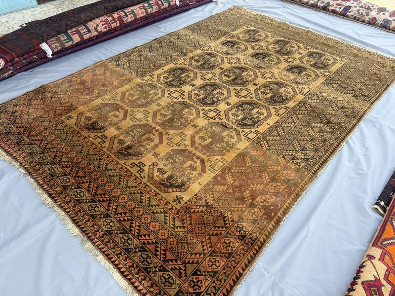 1920s Antique Turkmen Ersari Rug 7x10 Terracotta Handmade Persian Style Carpet gallery