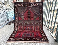 3×4 ft Afghan Turkish Hand Knotted Antique Baluchi Rug Oriental Red Area Carpet